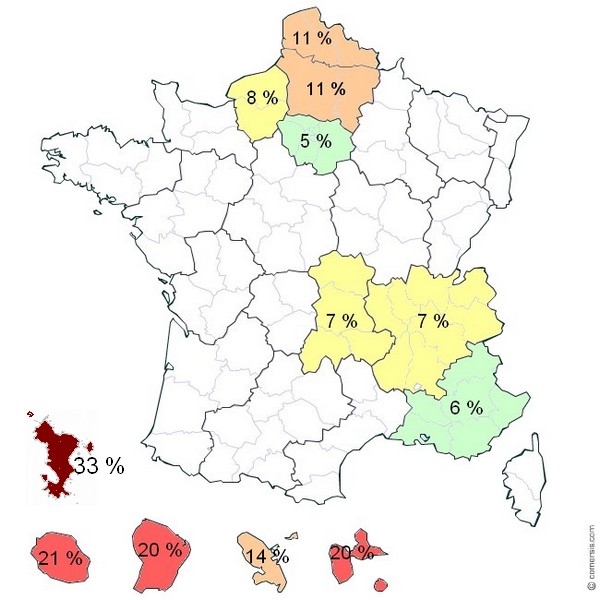 Carte de France de l'illettrisme